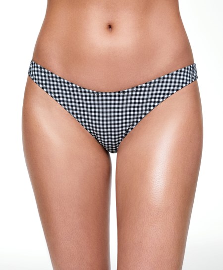 Oysho Gingham U-cut Stredne-rise Bikiny Briefs Čierne | HGT851479