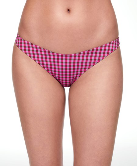 Oysho Gingham U-cut Stredne-rise Bikiny Briefs Červené | QTD569704