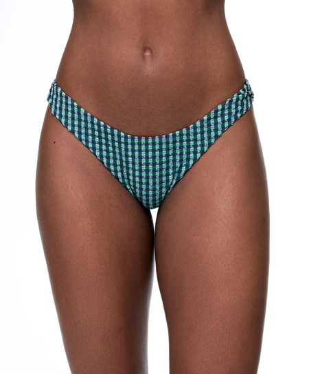 Oysho Gingham U-cut Stredne-rise Bikiny Briefs Aquamarine | SIT267910