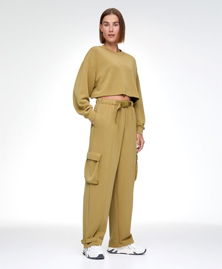 Oysho Green Modal Cargo Tracksuit Olivovo Zelená | SWI290684