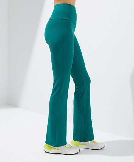Oysho High-rise Comfortlux Flare Trousers Zelene | VTI964718