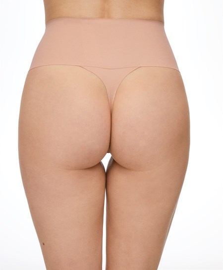 Oysho High-waisted Invisible Laser-cut Tanga Béžové | BER408175