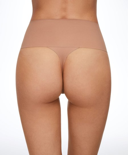 Oysho High-waisted Invisible Laser-cut Tanga Tan | ZJN941753
