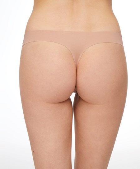 Oysho Invisible Laser-cut Hipster Tanga Béžové | AFE713402