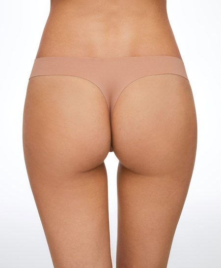 Oysho Invisible Laser-cut Hipster Tanga Tan | JXB753146