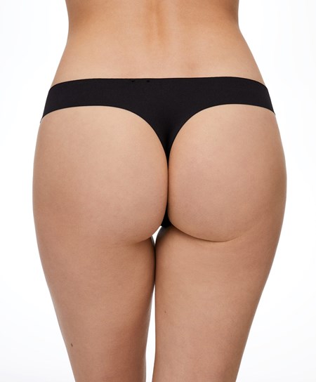 Oysho Invisible Laser-cut Hipster Tanga Čierne | VUP825903