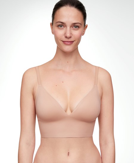 Oysho Invisible Laser-cut Triangle Bra Top With Low Back Béžové | WCD387605