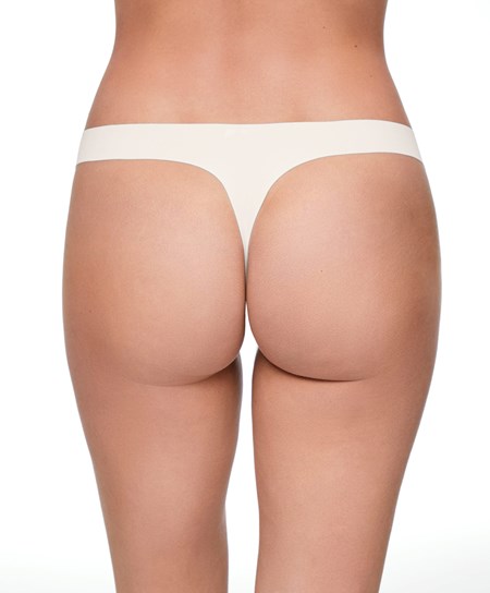 Oysho Invisible Polyamide Tanga Pale Ecru | YAT920638