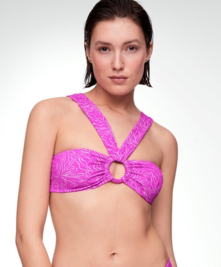 Oysho Jacquard Bandeau Bikiny Top Fuchsie | YKD836719