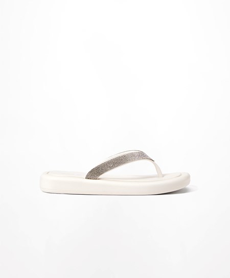 Oysho Jewel Beach Sandals Biele | CKO584603