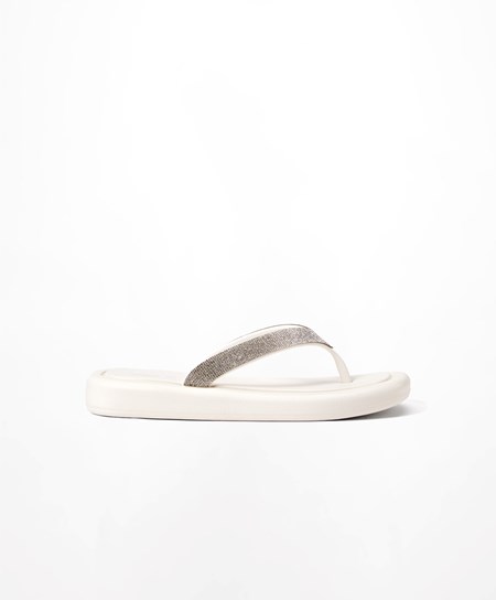 Oysho Jewel Beach Sandals Biele | WXO726310
