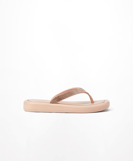 Oysho Jewel Beach Sandals Béžové Ruzove | OPH465982