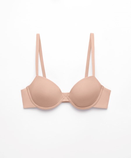 Oysho Klasické Bavlnene Underwired Bra Béžové | EHU678495