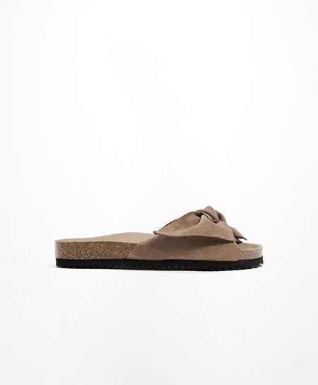 Oysho Kozene Bow Sandals Mink | UKM123479