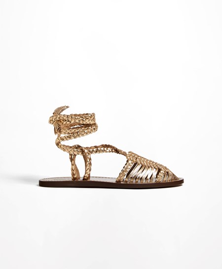 Oysho Kozene Braided Fisherman Sandals Zlate | PNJ538460