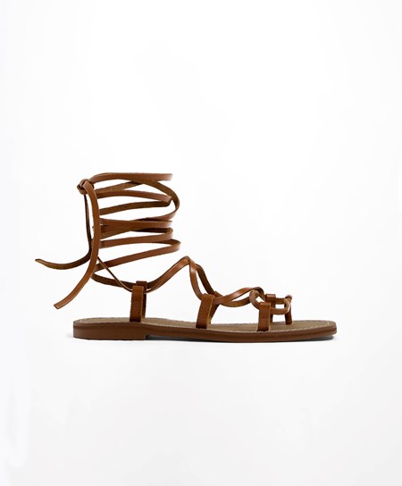 Oysho Kozene Roman Sandals Leather | QXZ326105