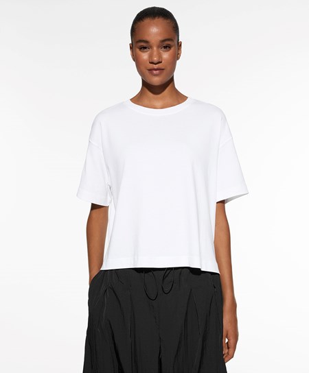 Oysho Kratke Sleeve Bavlnene T-shirt Pale Ecru | EFC530976