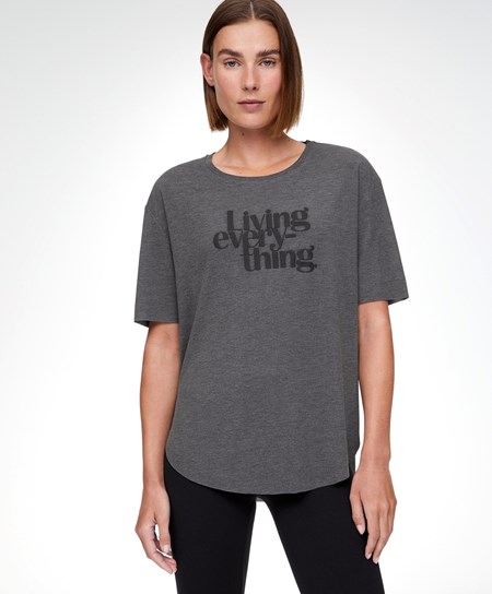 Oysho Kratke Sleeve T-shirt With Slogan Marl | OCI069834