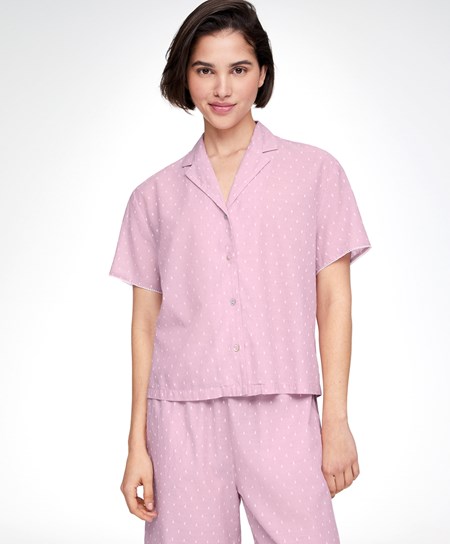 Oysho Kratke-sleeved 100% Bavlnene Plumeti Shirt Mid-rosette | ASJ463927
