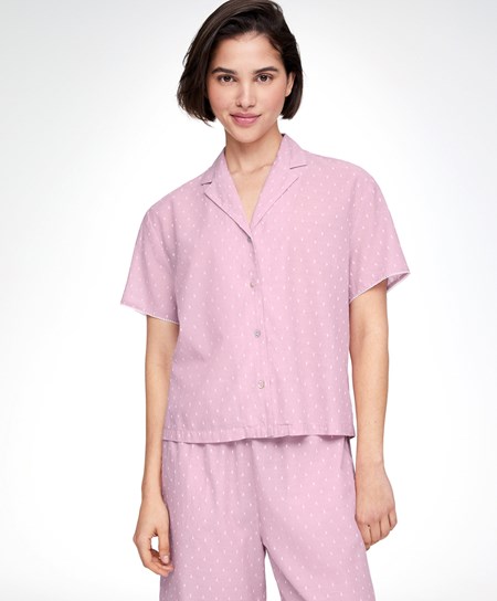 Oysho Kratke-sleeved 100% Bavlnene Plumeti Shirt Mid-rosette | FMP257913