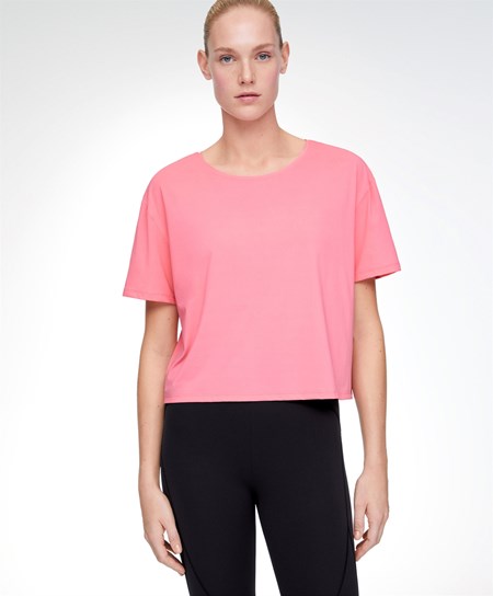 Oysho Kratke-sleeved Technical T-shirt Ruzove | UHG540631