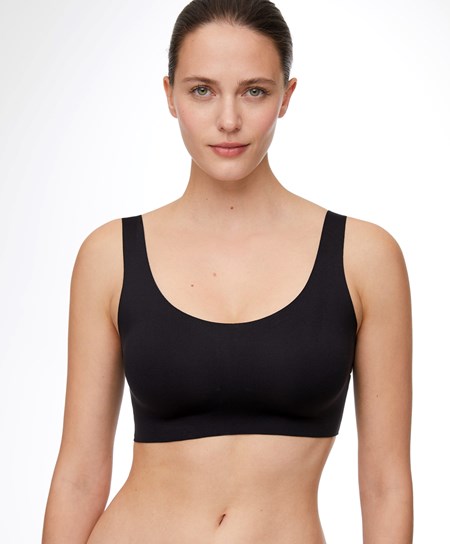 Oysho Laser-cut Invisible T-shirt Bra Top Čierne | NBH371462