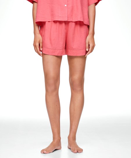 Oysho Linen Shorts Koralove Ruzove | JVH538069