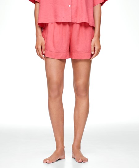Oysho Linen Shorts Koralove Ruzove | TKQ173568