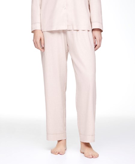 Oysho Linen Trousers Béžové | VUP619325