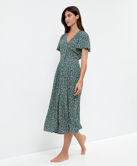 Oysho Long Floral Saty Námornícka Modrá | IKR837529