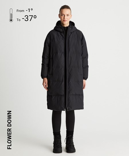 Oysho Long Polstrované Flower Down® Jacket Čierne | CTE670514