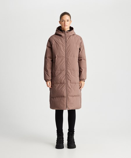Oysho Long Polstrované Flower Down® Jacket Hnede | RVS598612