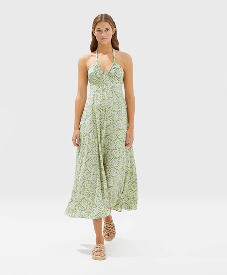 Oysho Long Ruched Saty Modre Zelene | QDB902571