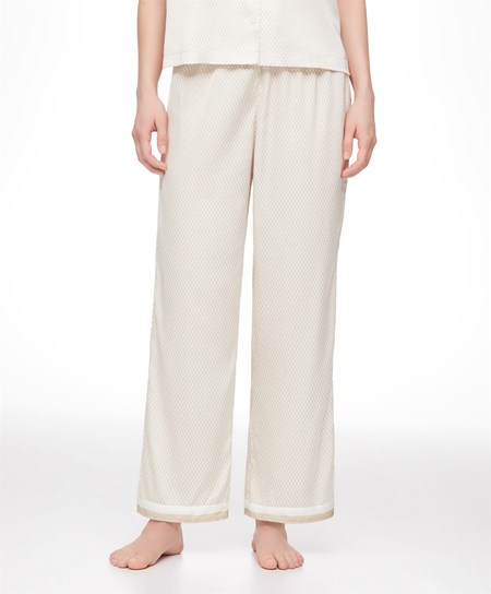 Oysho Long Satin Trousers Barley | HZE526417