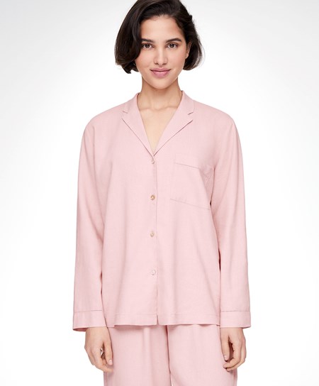 Oysho Long-sleeved Linen Shirt Ruzove | DXM596302