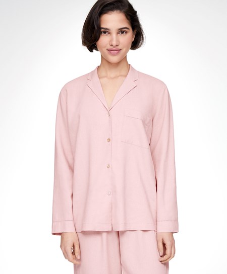 Oysho Long-sleeved Linen Shirt Ruzove | OMD286075