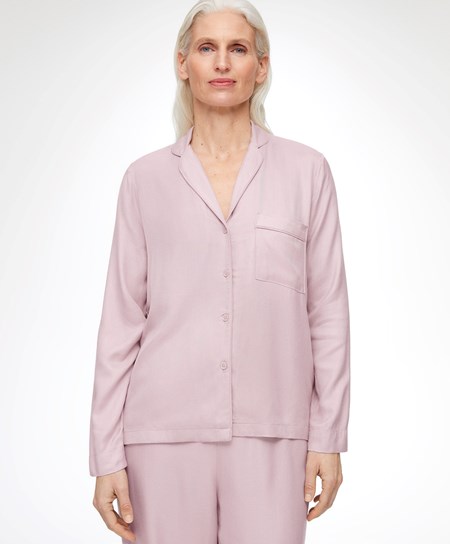 Oysho Long-sleeved Shirt With Piping Ruzove | FNO430691