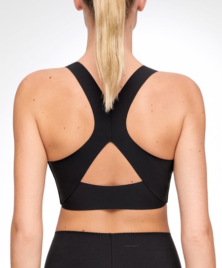 Oysho Medium Support Compressive Sports Bra Čierne | CML904316