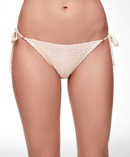 Oysho Medium-coverage Crochet Bikiny Briefs With Ties Natural | OYK370425