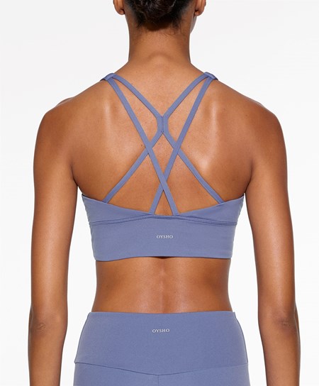 Oysho Medium-support Sports Bra With Cups Tmavo Modre | APY067394
