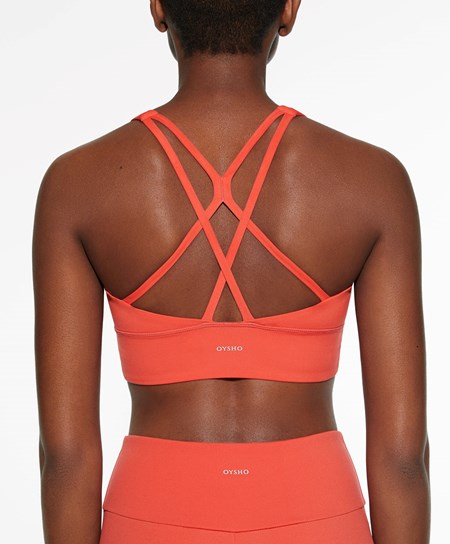 Oysho Medium-support Sports Bra With Cups Oranžové | CQI894701