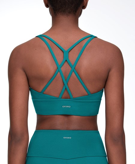Oysho Medium-support Sports Bra With Cups Zelene | GPN290631