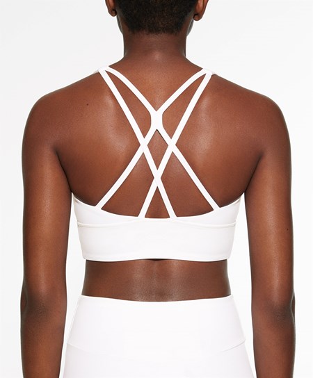 Oysho Medium-support Sports Bra With Cups Cream-white | JTI681309