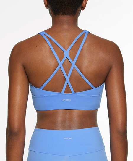 Oysho Medium-support Sports Bra With Cups Lavendel | PFC372168