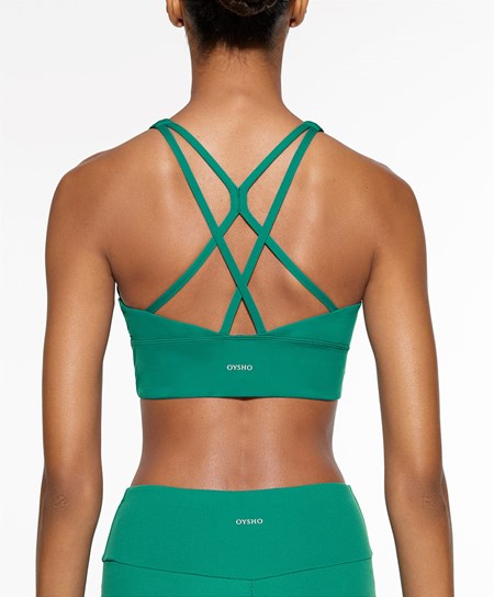 Oysho Medium-support Sports Bra With Cups Zelene | ZJE617352