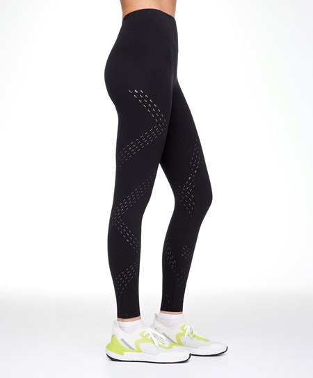 Oysho Microperforated 65cm Compressive Leggings Čierne | ELT420871