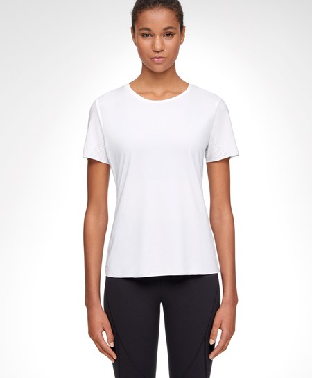 Oysho Microperforated Kratke-sleeved Technical T-shirt Biele | VHK025384