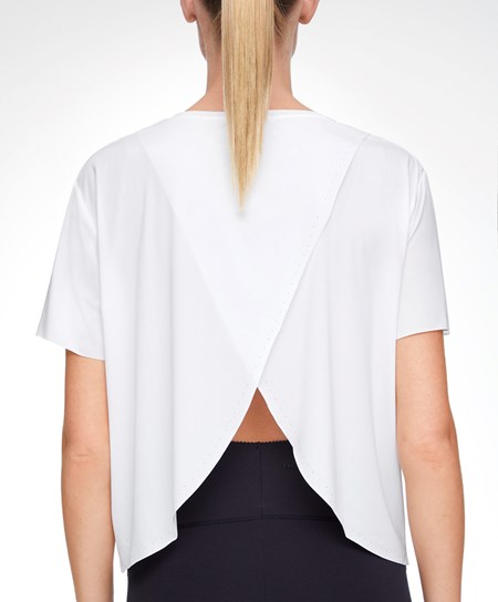 Oysho Microperforated Kratke-sleeved Technical T-shirt Biele | ZJS298506