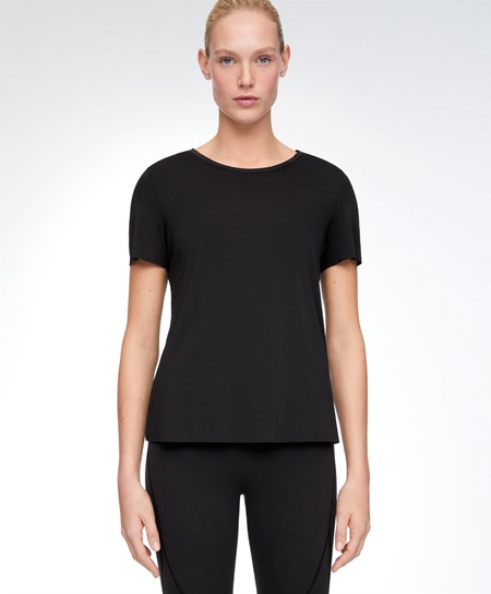 Oysho Microperforated Kratke-sleeved Technical T-shirt Čierne | ZTM027518