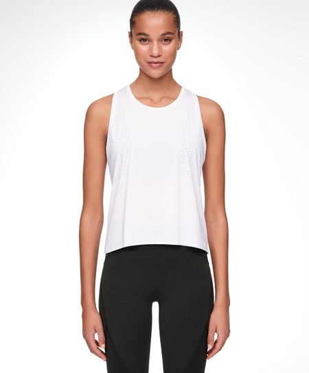 Oysho Microperforated Technical Bez Rukavov T-shirt Biele | TOH918423